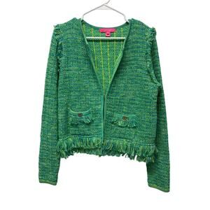Lilly Pulitzer Simora cardigan Evergreen exotic tweed size Medium